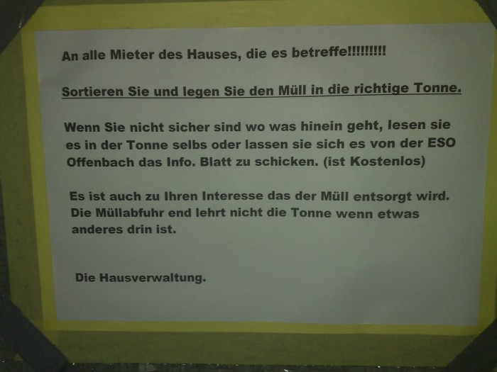 Info der Hausverwaltung